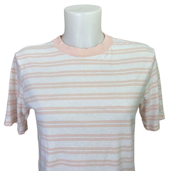 EVERLANE Pink Stripe Crew neck Short Sleeve Tee Shirt size small comfy cotton - Picture 2 of 7
